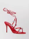 Manolo Blahnik Heel Sandals With Embellished Strappy Design In Red