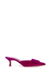 Manolo Blahnik 50mm Maysale Mules In Purple
