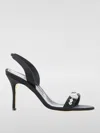 Manolo Blahnik 90mm Lamisan Satin Embellished Slingback Sandals In Schwarz