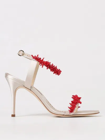 Manolo Blahnik Cienzan 90mm Satin Sandals In Nude