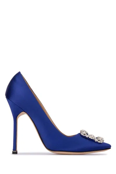 Manolo Blahnik Hangisi Crystal-embellished 120mm Pumps In Blue