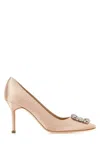Manolo Blahnik 70mm Hangisi Swarovski Silk Satin Pumps