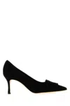 Manolo Blahnik Black Suede Maysale Pumps In Black