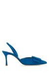 Manolo Blahnik Denim Blue Suede Maysli Pumps In Blue