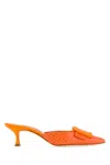 Manolo Blahnik Maysalebi 50 Suede-trimmed Croc-effect Leather Mules In Borabora
