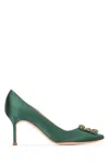 Manolo Blahnik Crystal Buckle High Heels In Dgrn