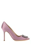 Manolo Blahnik Hangisi Embellished Satin Pumps In Pink