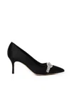 Manolo Blahnik Asapump 70 Crystal-embellished Satin Pumps In Black