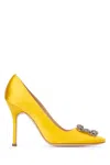 Manolo Blahnik 105mm Hangisi Satin Pumps In Byel