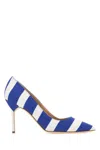Manolo Blahnik Bb Stripe Cotton Stiletto Pumps In Ypri