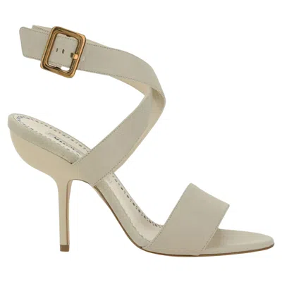 Manolo Blahnik Helua 105 Leather Sandals In White