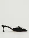 Manolo Blahnik 50mm Embellished Suede Heeled Mules In Black
