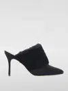 Manolo Blahnik Suede Pelos Mules With Eco-fur Detail 10cm In Black