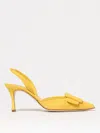 Manolo Blahnik 70mm Maysli Suede Slingback Pumps In Yellow