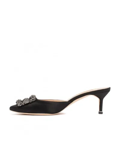Manolo Blahnik High-heeled Muller Shoes In Black