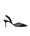 Manolo Blahnik Mingosli 70 Mesh Checkered Slingback Mules In Black