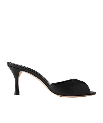 Manolo Blahnik Jada 70 Leather Mules In Black