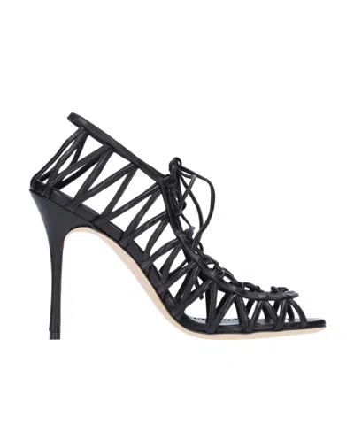 MANOLO BLAHNIK HOLLOW-OUT HIGH-HEELED SANDALS