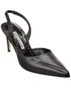 Manolo Blahnik Homerasli 70 Leather Slingback Pump In Black