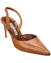 Manolo Blahnik Homerasli 70 Leather Slingback Pump In Brown