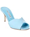 Manolo Blahnik Houramu 90 Patent Sandal In Blue