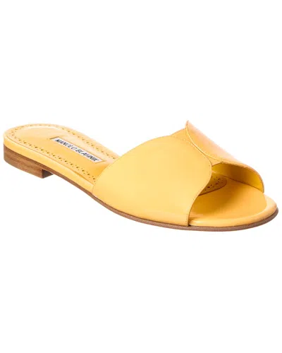 Manolo Blahnik Houramu Patent Sandal In Yellow