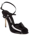 Manolo Blahnik Hourani 100 Patent Sandal In Black