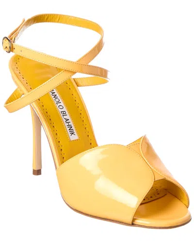Manolo Blahnik Hourani 105 Patent Sandal In Yellow