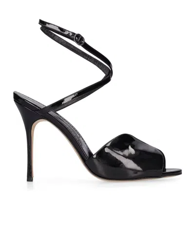 Manolo Blahnik Hourani Open-toed Heels In Black