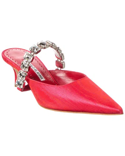 Manolo Blahnik Humibamu 50 Moire Mule In Red