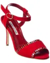 Manolo Blahnik Ibn 90 Suede & Patent Sandal In Red