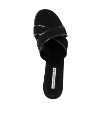 Manolo Blahnik Ifneta Suede And Leather Slides In Black