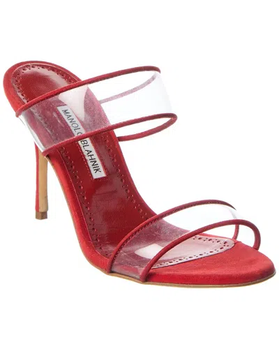 Manolo Blahnik Invymu 90 Suede & Vinyl Sandal