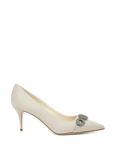 Manolo Blahnik Isteralo Embellished Pointed Pumps In Neutral