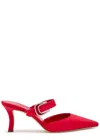 Manolo Blahnik Jabita 70 Crepe De Chine Mules In Red