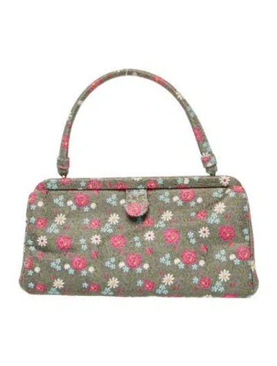 Pre-owned Manolo Blahnik Jacquard Top Handle Bag In Gray