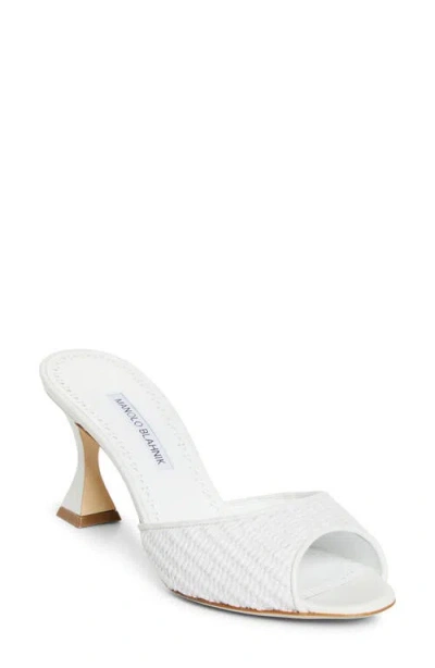 Manolo Blahnik Jadaron Slide Sandal In White
