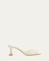 Manolo Blahnik Jadarona Leather Mule Sandals In Dark Cream