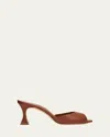 Manolo Blahnik Jadarona Leather Mule Sandals In Medium Brown