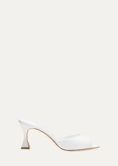 Manolo Blahnik Jadarona Leather Mule Sandals In Gray