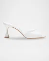 Manolo Blahnik Jadarona Leather Mule Sandals In White