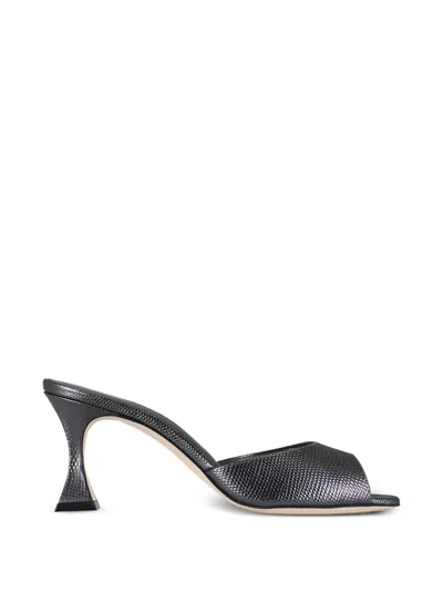 Manolo Blahnik Jadarona Leather Mules In Gray