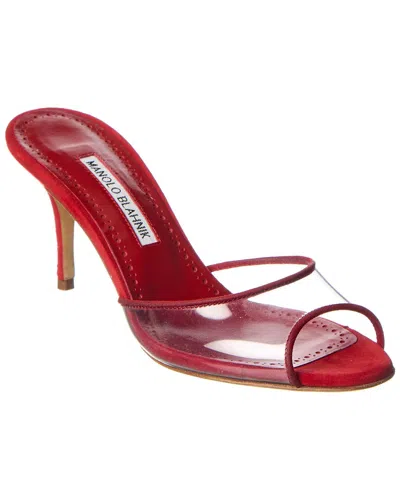MANOLO BLAHNIK JADIFA 70 VINYL & SUEDE SANDAL
