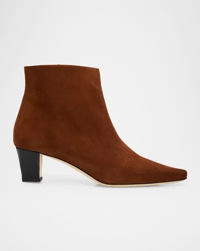 Manolo Blahnik Jaima Suede Ankle Boots In Brown