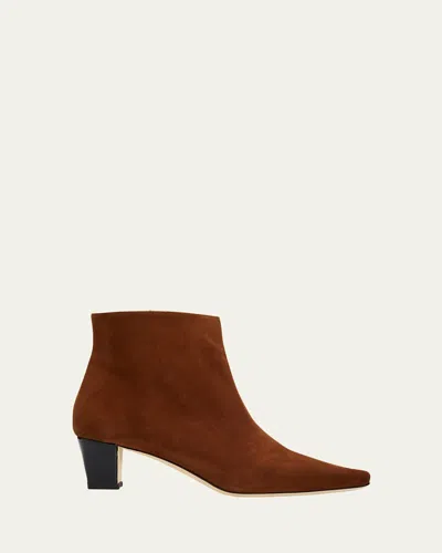 Manolo Blahnik Jaima Suede Ankle Boots In Brown