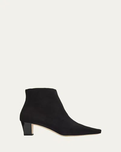 Manolo Blahnik Jaima Suede Side-zip Ankle Boots In Black