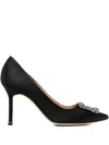Manolo Blahnik Jewel-embellished Heeled Pumps In Black