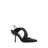 Manolo Blahnik Leather Jijara Slingbacks With Contrasting Details 10cm In Black