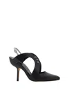 Manolo Blahnik Leather Jijara Slingbacks With Contrasting Details 10cm In Black