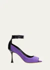 Manolo Blahnik Kadirasa Suede Open-toe Pumps In Purple/black